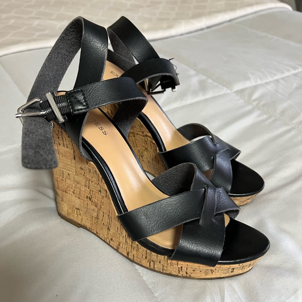 Express Black Sandals with Ankle Straps